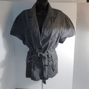 Torrid Gray Shirt Button and Ties In Front